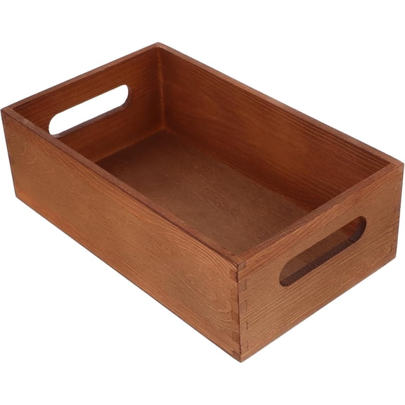 Solid Wood Storage Box with Handles 9.8"x5.9"x3.1" Multi-Use Desktop Organizer for Tools Office Supplies and Small Items