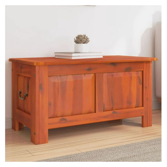 Solid Wood Storage Chest with Lid, Brown - Large Capacity Trunk for Living Room, Bedroom, Toys - 35.4" x 17.7" x 18.5"