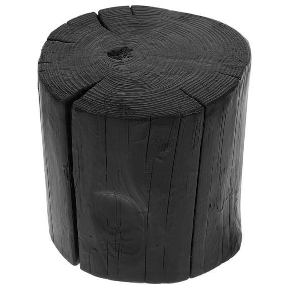 Solid Wood Stump Stools Carbon Black Finish Versatile Nightstand Coffee Table Decor for Home and Commercial Use