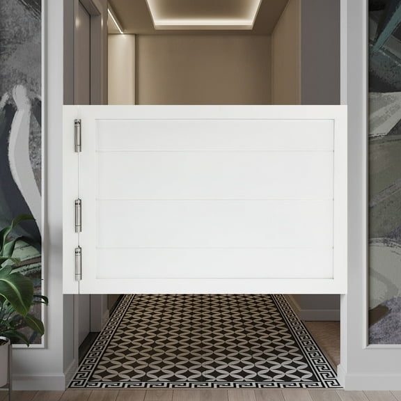 Solid Wood Swing Door, Porch Entrance Swinging Door Solid Wood 180 Opening Angle 35.4*23.6in White Swinging Door