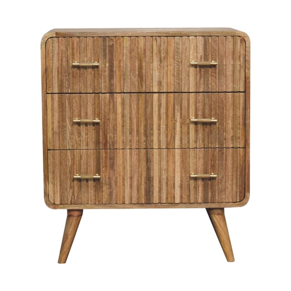 Solid Wood T-bar Ridged Chest | 4 Nordic Legs | Living Area, Provide Stable Storage