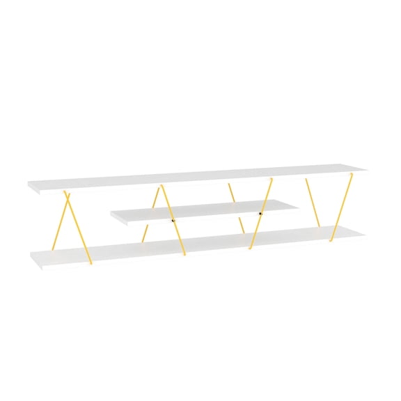 Solid Wood TV Stand, 56 inches and 4 Shelves / Elevates Your Home Aesthetics