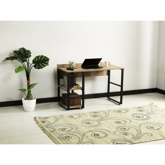 58" Oak Top, 2 Shelves Desk | In Home Office, Efficient Workspace
