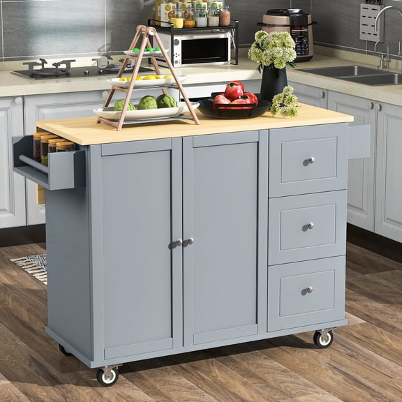 Solid Wood Top - Lockable for Stability - Cooking Area - Sturdy Surface for Food Prep