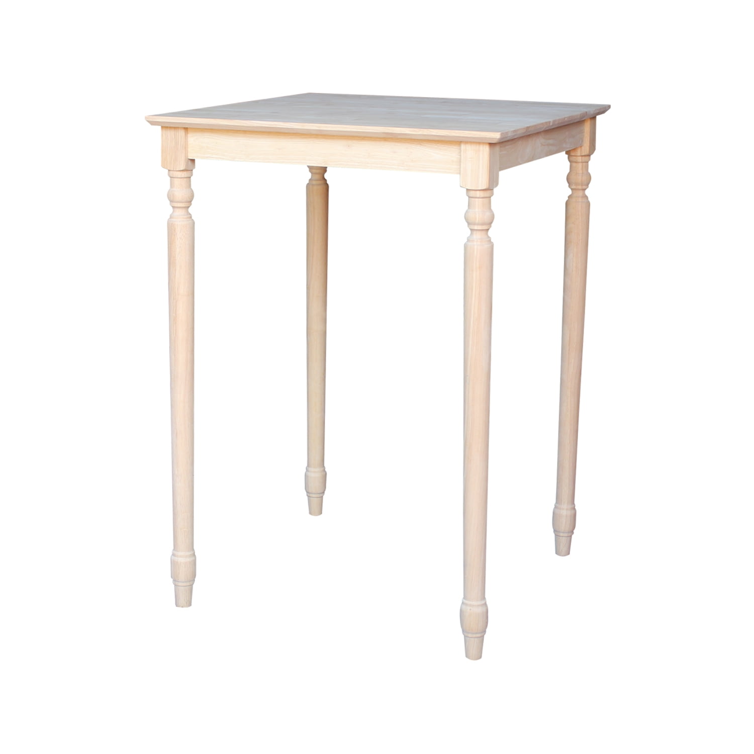 30" Natural Wood Square Bar Height Table with Turned Legs