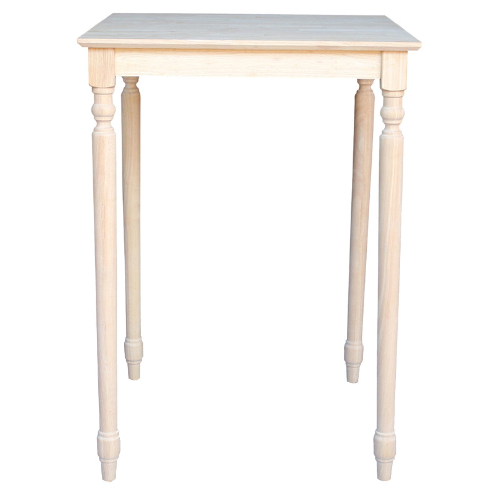 30" Natural Wood Square Bar Height Table with Turned Legs