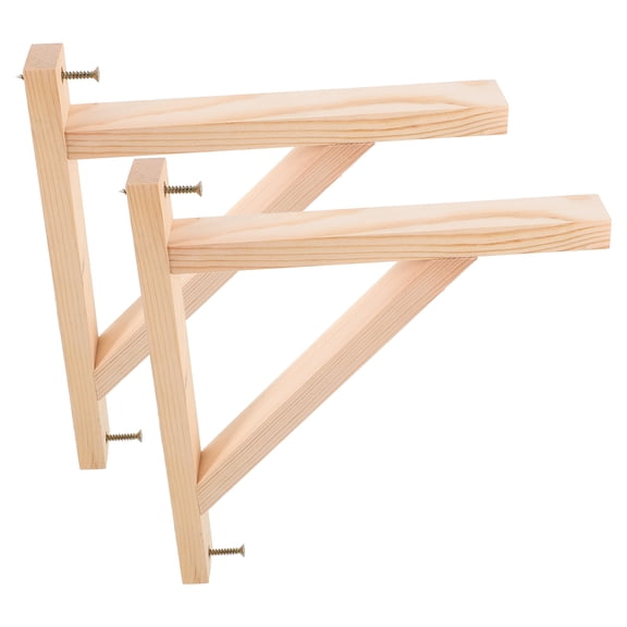 HAKIDZEL Shelf Bracket Wooden Beige Office 2Pcs 9.82X8.84X1.18in