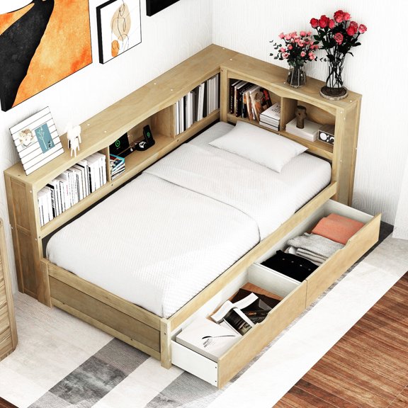 Solid Wood Twin Daybed with Storage Drawers | Stable Sleep, Store and Charge Conveniently
