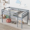 thumbnail image 1 of Solid Wood Twin Loft Bed Frame with Storage Space and High guardrail, Platform Bed Frame with Ladder and Strengthened Slats, Low Height Design, No Box Spring Needed, Grey, 1 of 8