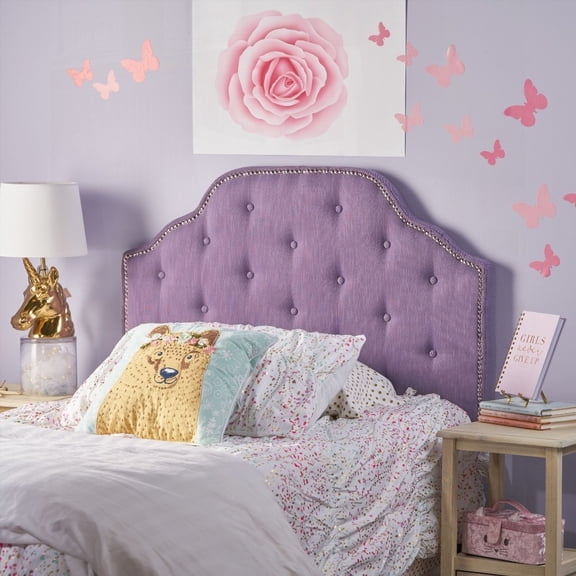 Solid Wood Twin Size Headboard with Metal Legs, Button-Tufted & Nailhead Trim, Adjustable Height for Modern Bedroom Decor