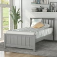 thumbnail image 1 of Harper & Bright Designs Solid Wood Twin Size Platform Bed Wooden Bed Frame with Headboard for Bedroom, Gray, 1 of 9