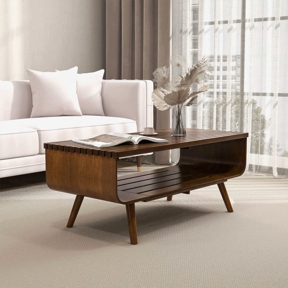 Solid Wood Vena Coffee Table with Storage & Stability - Alice