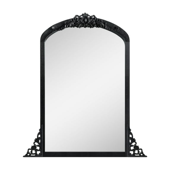 Solid Wood Wall Mirror Vintage Decorative Mirror for Living Room Bedroom 36"x24", Black