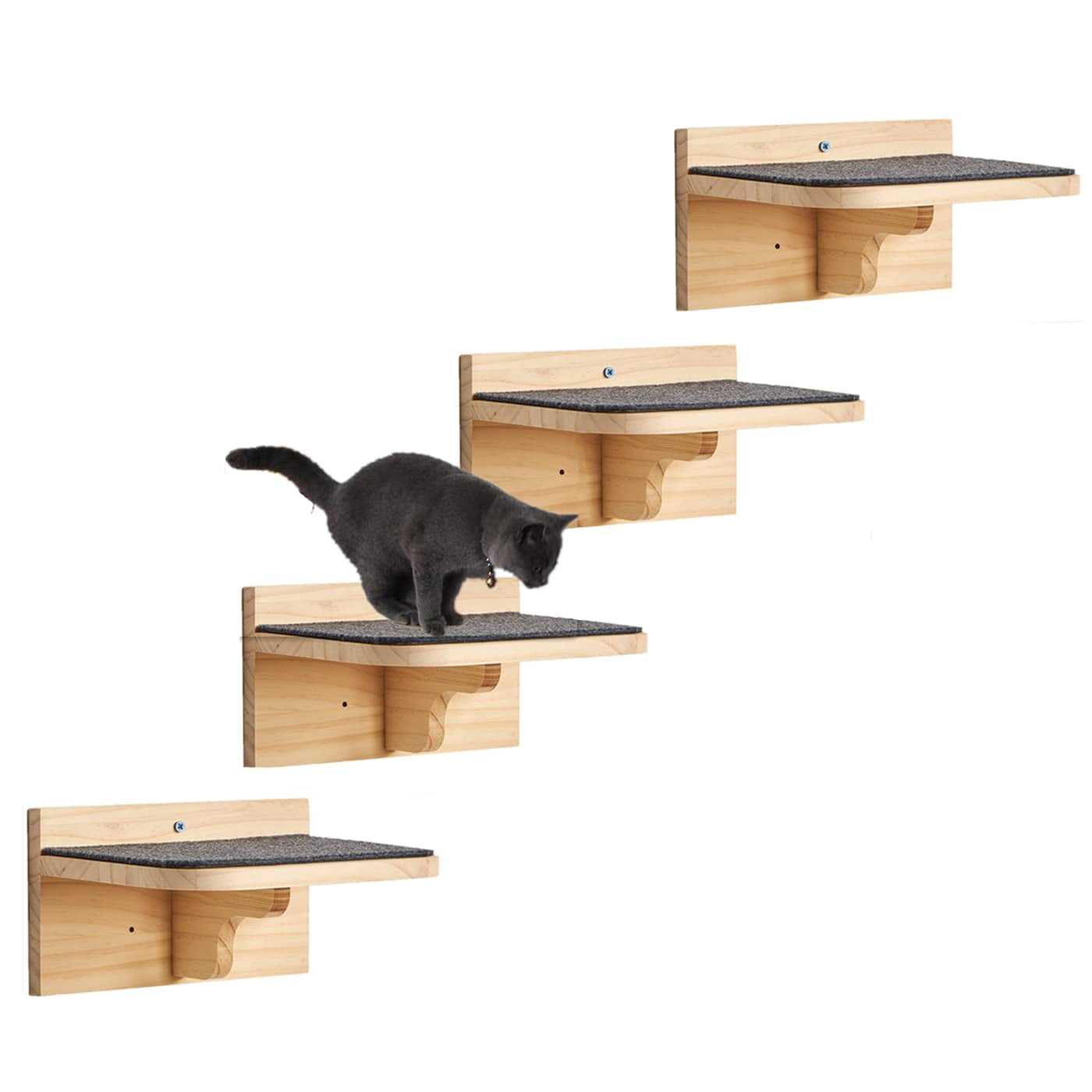 Solid Wood Wall Mounted Cat Step Furniture Shelves Perch 9.8" x 7.1"