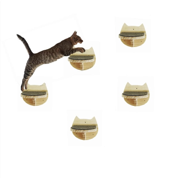 Solid Wood Wall Mounted Cat Steps Furniture Shelves Perch 6.7" x 7.5"
