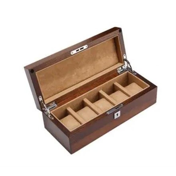 Solid Wood Watch Box Display Collection Storage Box 5 Grid Watch Gift Box