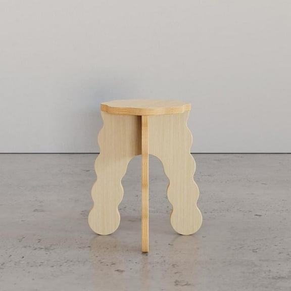 Solid Wood Wavy End Table, Modern Wooden Stool, Indoor Plant Stand, Wavy Plant Stand, 12 "W x 18 "H x 12 "D, Funky Side Table for Livingroom Bedroom Diningroom