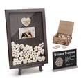 thumbnail image 1 of Solid Wood Wedding Guest Book Alternative - Rustic Drop Top Picture Frame Sign with Chalkboard, 100pcs Wooden Hearts, Storage Box - Wedding Reception for Party Anniversary Birthday, 1 of 1