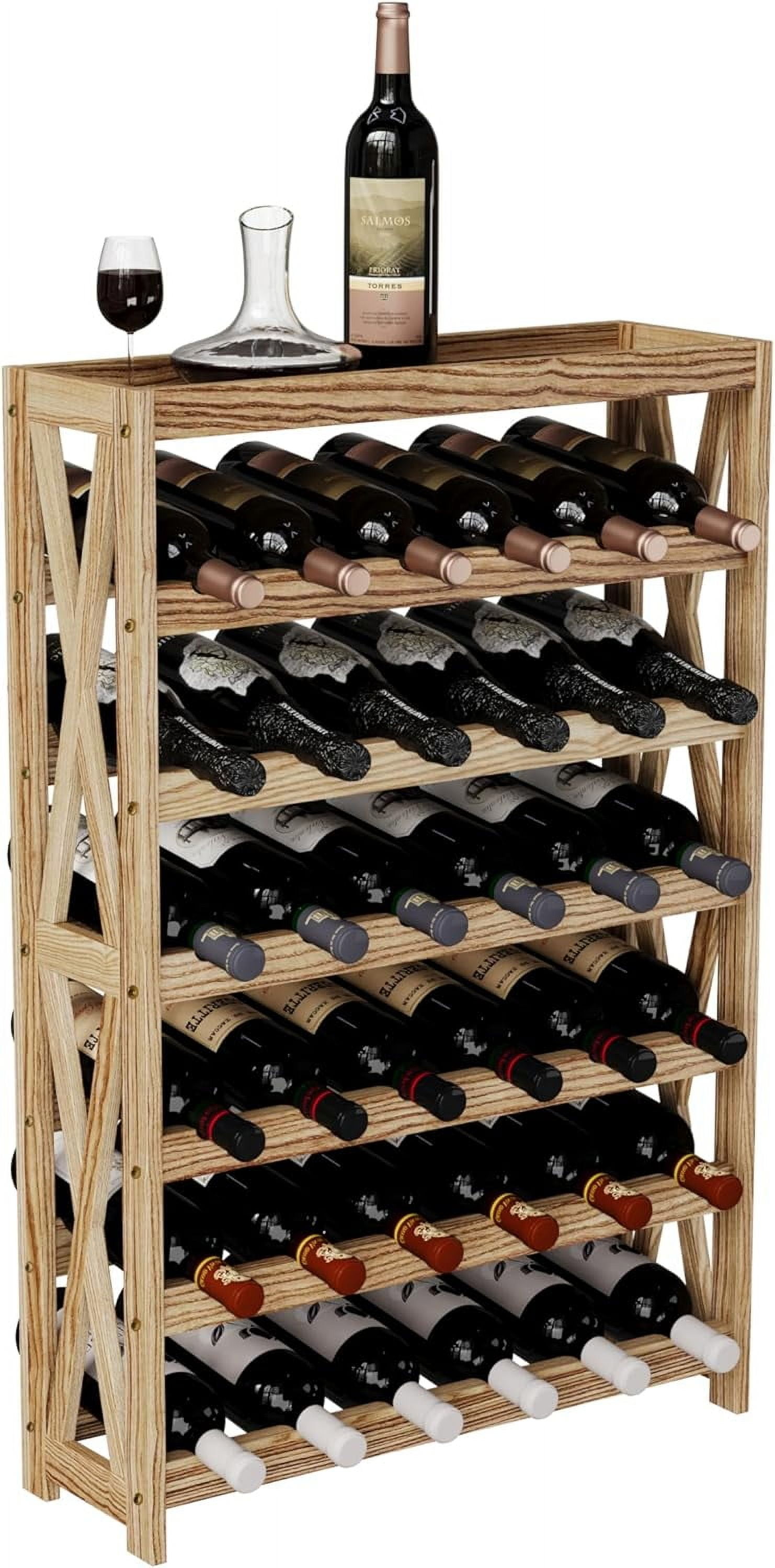 Solid Wood Wine Storage Racks - Stackable Wine Rack with Tabletop, Free ...
