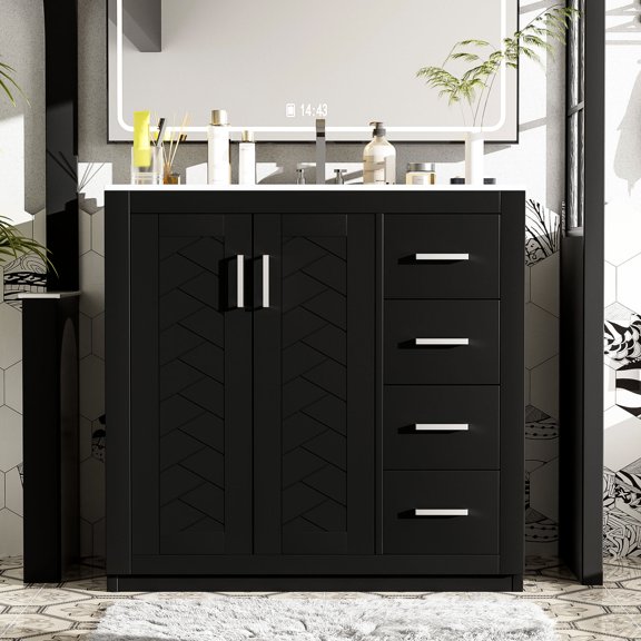 Solid Wood and MDF Construction - Smooth Drawer Slide for Easy Access - Bathroom Storage - Long-Lasting Performance