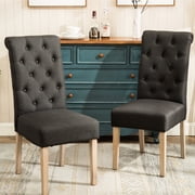Solid Wood and Polyester Material / Enrich Kitchen with Charcoal Parsons Chair Set