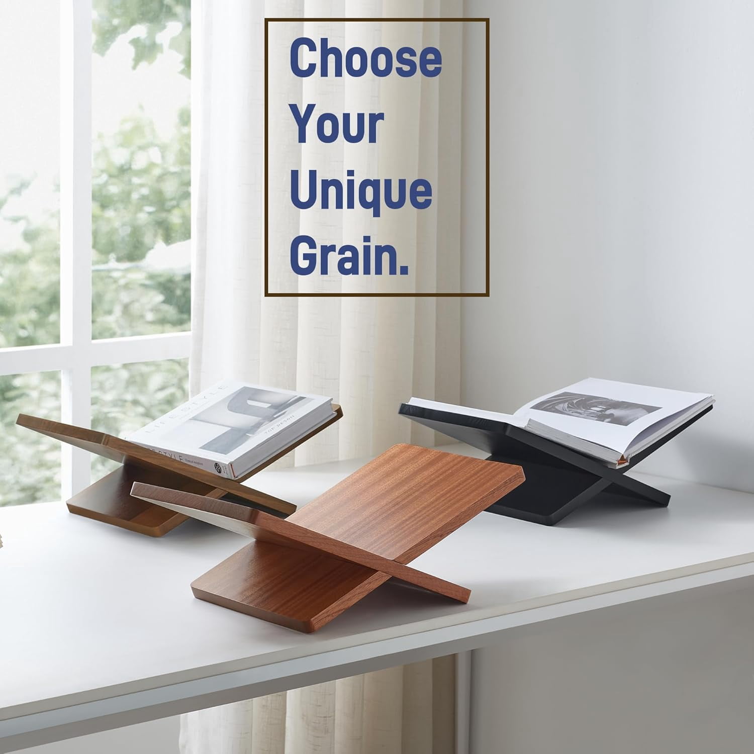 Solid Wooden Book Stand for Desktop Display & Reading –15.7
