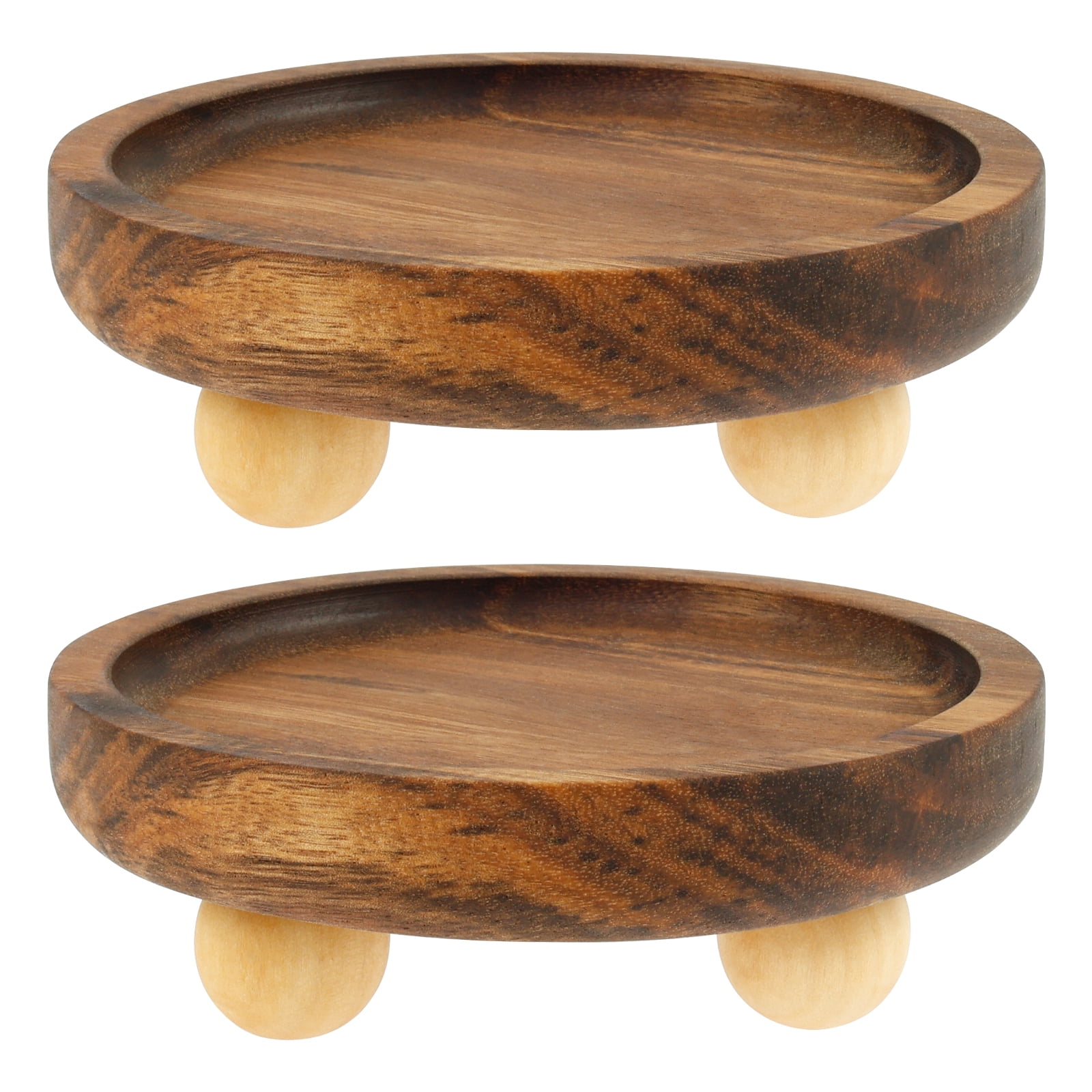 Solid Wooden Display Riser Multipurpose Smooth Round Oval Pedestal Tray ...