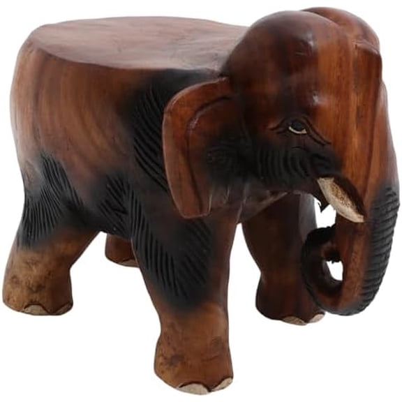Solid Wooden Elephant Footstool Multi-Use Shoe Changing Stool and Step Stool for Home Compact 9.8X7.8 Inch Foot Rest for Entryway Bedroom and Living Room$$Furniture
