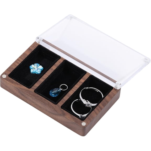 Solid Wooden Glass Top Jewelry Display Case Jewelry Display Box 3 Compartment Storage Organize for Jewelry Making Wooden Beading Mat with Felt Bead Design Boards Camel 3.782.360.75 inch for DIY
