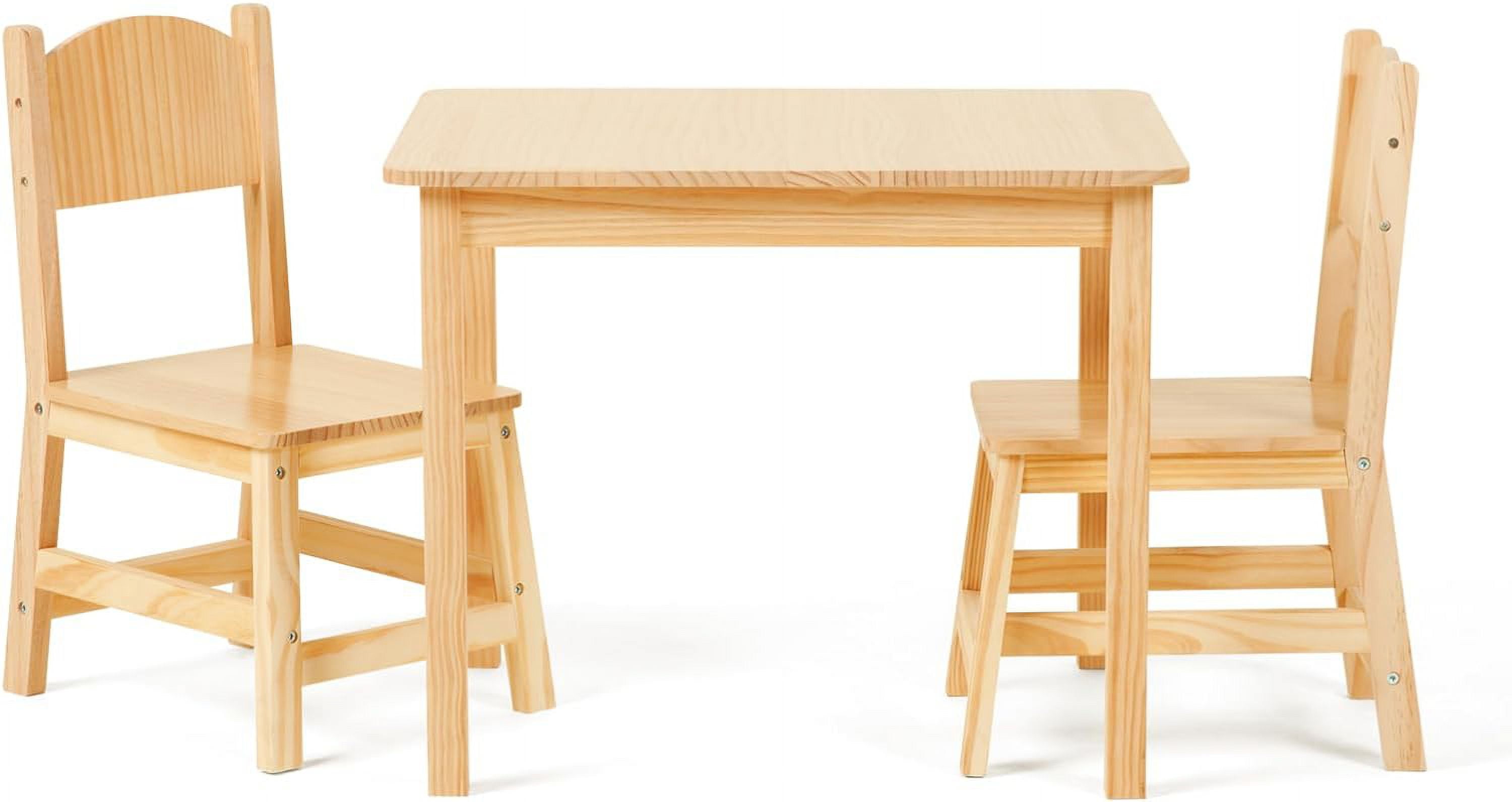 Solid Wooden Kids Table and Chair Set, Stable and Sturdy, Toddler Table and 2 Chairs Set for Arts, Crafts, Reading, Preschool, Kindergarten, Playroom