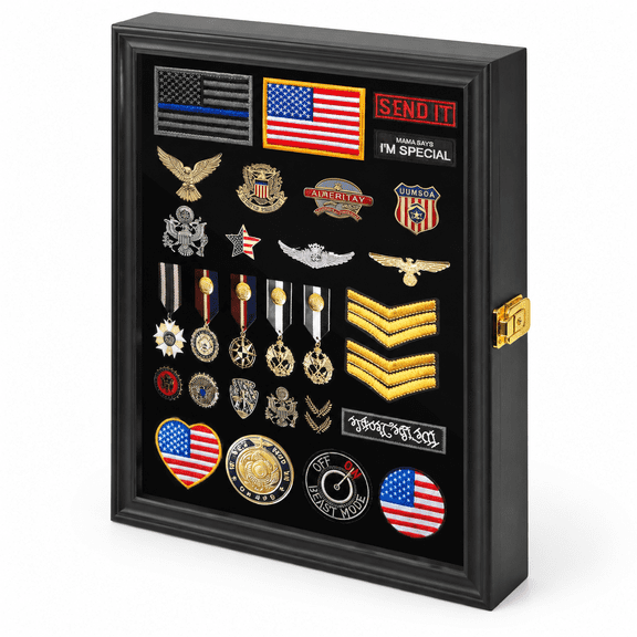 Solid Wooden Pin Display Case, 19"x14" Extra Large For Badges Medals Tags Patches