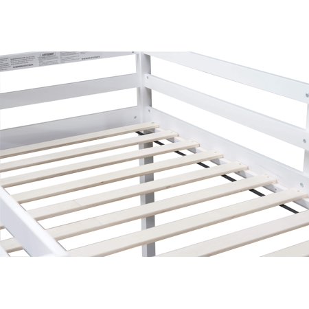 Solid Wooden, Rubber Wooden Twin Loft Bed With Ladder, Bed Platform Of Strengthened Slatswhite Twin White Rubber Wood