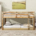 thumbnail image 1 of Solid Wooden  Solid Rubber Wooden Twin over Twin Floor Bunk Bed with Ladder ,Upper and Bottom Bed Platforms crafted with Strengthened Slats ,Natural, 1 of 10