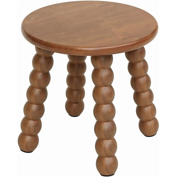 Solid Wooden Step Stool for Adults Kids, 11 inch Small Foot Stool, Non-Slip One Step Stool, Sturdy Foot Stool for Bathroom, Bedroom, Kichen, Plant Stand(Walnut Brown)