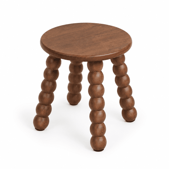 Solid Wooden Step Stool for Adults and, Walnut Brown, Non-Slip Sturdy Design