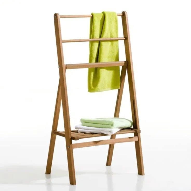 Solid Wooden Towel BarHolder Standing Solid Towel Drying Racks Ladder ...