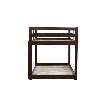 Solid Woodensolid Rubber Wooden Twin Over Twin Loft Bed With Ladder ,Upper And Bottom Bed Platforms Crafted With Strengthened Slats,Espresso Twin Espresso Rubber Wood