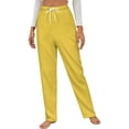 thumbnail image 1 of Solid Yellow Background Image Winter Female Pants Flannel High Waist Women Pants Lady Warm Straight Leg Plush Trousers, 1 of 7