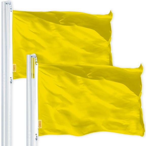 Solid Yellow Color Flag 3x5FT 2-Pack Printed 150D Polyester By G128