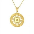 thumbnail image 1 of Solid Yellow Gold Textured Medallion Openwork Flaming Sun Pendant Necklace - 10K, Pendant with 22" chain, 1 of 1