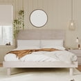 thumbnail image 1 of Solid and Stable Modern Concise Style Solid Wood Grain Platform Bed Frame, Queen (Stone Gray), 1 of 7