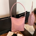 thumbnail image 1 of Solid-color Handbag Lightweight&Simply Design Purse Bag Tote Hand-holding Bag for Women,8X8X4 in （Pink）, 1 of 7