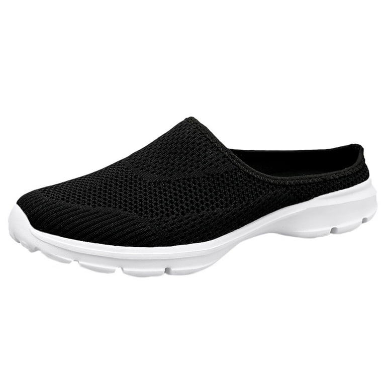 Solid color Slope heel Sneakers for Women Breathable Lace Up Shoes Flats Casual Shoes Unisex Lightweight Work Shoes Sporty Breathable Work Trainers Black Walmart