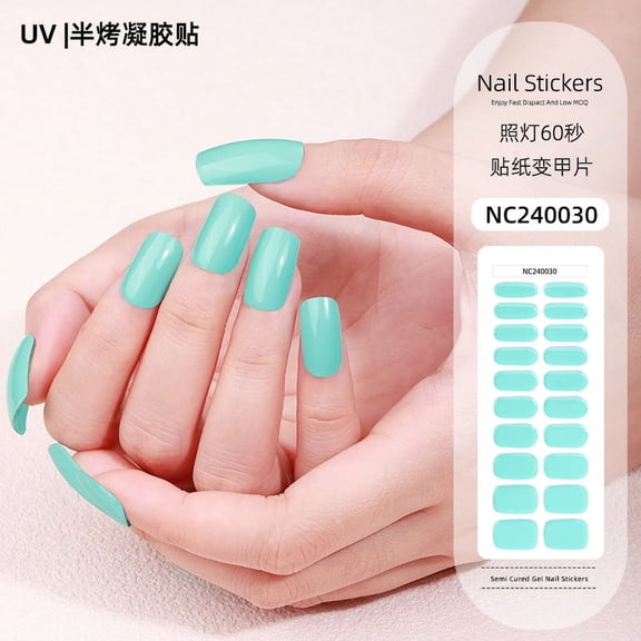 Solid color gel nail stickers uv light therapy semi-cured nail stickers