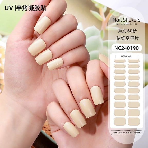 Solid color gel nail stickers uv light therapy semi-cured nail stickers
