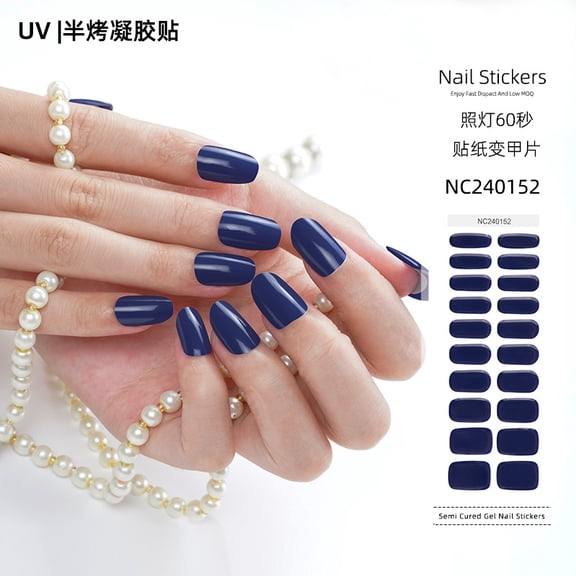 Solid color gel nail stickers uv light therapy semi-cured nail stickers