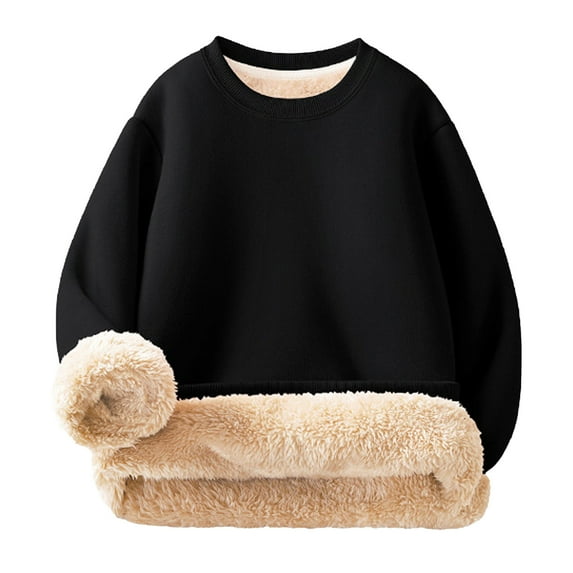 Solid color girls' sweatshirt Kids Boys Girls Child Long Sleeve Adding For Warmth Solid Sport Sweatshirt Pullover Tops Kids Clothes