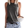 thumbnail image 1 of Solid color sleeveless vest T-shirt with any patternDark Brown Size S, 1 of 5
