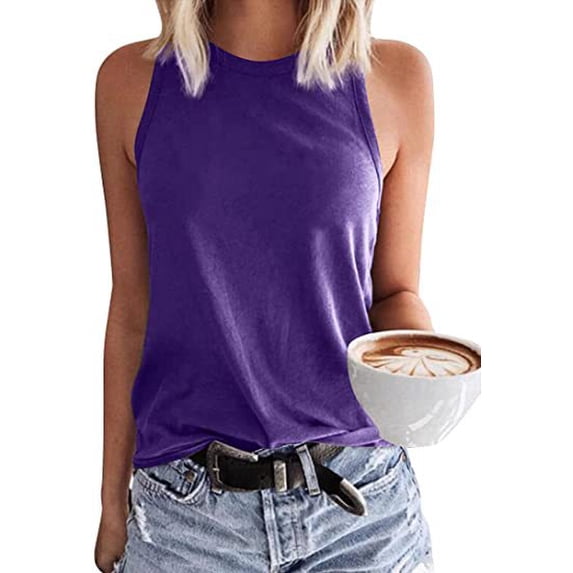 Solid color sleeveless vest T-shirt with any patternFuchsia Size S
