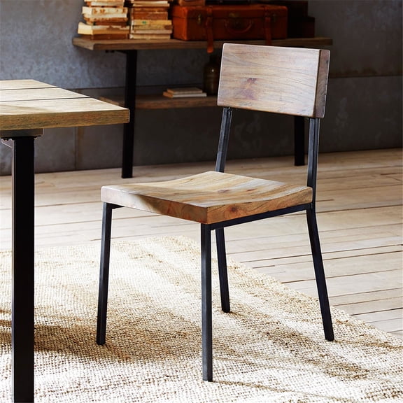 Solid metal frame, reclaimed gray wood - Sturdy for dining chairs